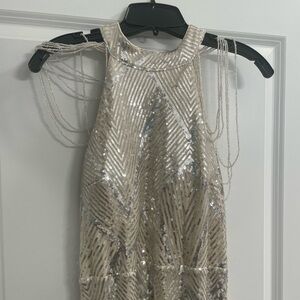 Silver formal gown size large.